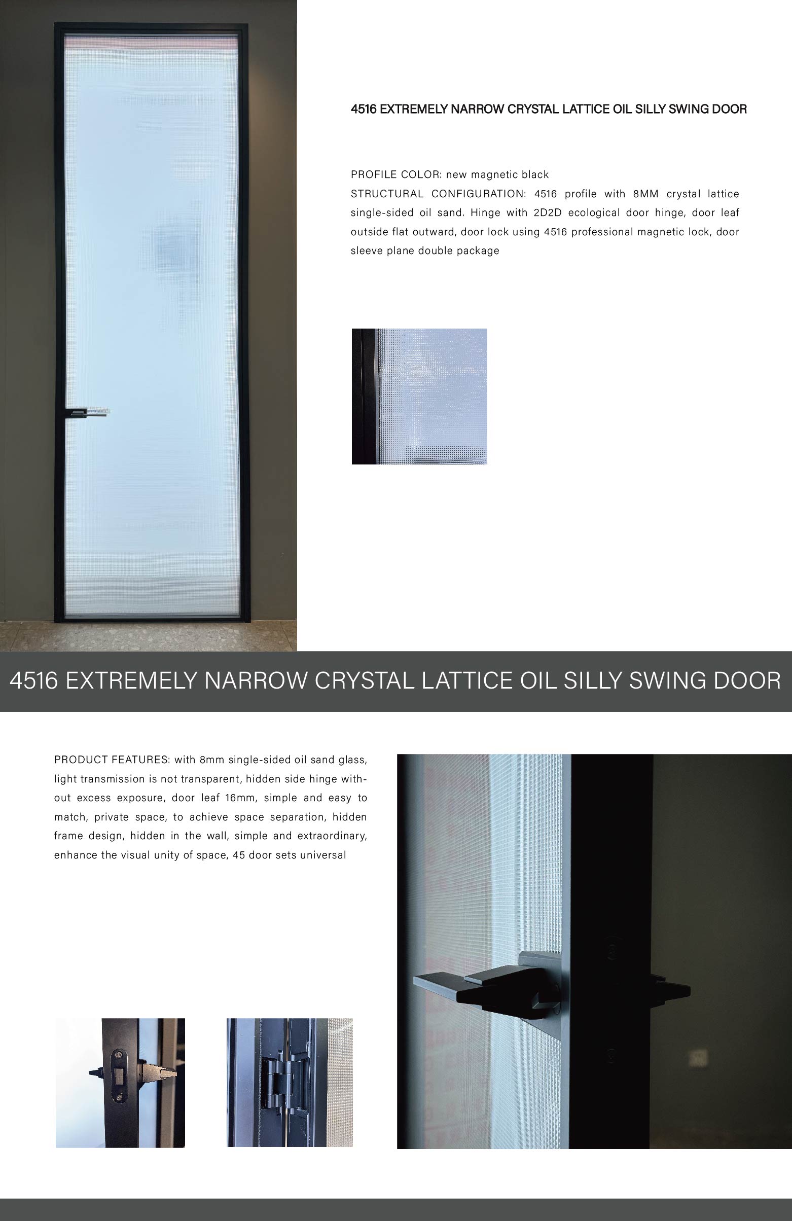 Modern bathroom extremely narrow frame internal glass flat doors minimalist design High quality kitchen bathroom study door